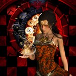 Steampunk, beautiful steampunk lady 