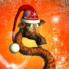 funny cute christmas giraffe with hat