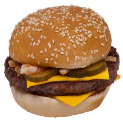 cheeseburger on sesame seed bun