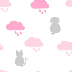 raining cats dogs white pink cloud rain