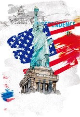 statue of liberty independence day poster art