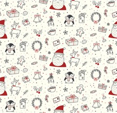 cute christmas doodles seamless pattern