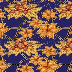 seamless pattern floral batik vector