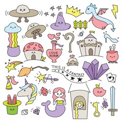 fantasy things doodle style vector illustration