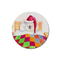 Santa In Bed  Large Sticker Magnet (round)