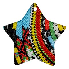 Multi-colored Beaded Background Ceramic Ornament (star)