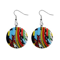 Multi-colored Beaded Background Mini Button Earrings