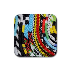 Multi-colored Beaded Background Rubber Drinks Coaster (square)