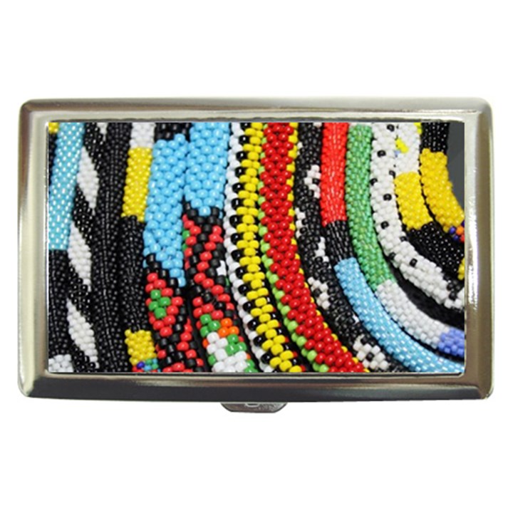 Multi-Colored Beaded Background Cigarette Box