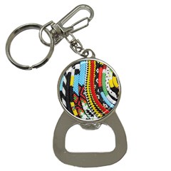 Multi-colored Beaded Background Key Chain With Bottle Opener by artattack4all