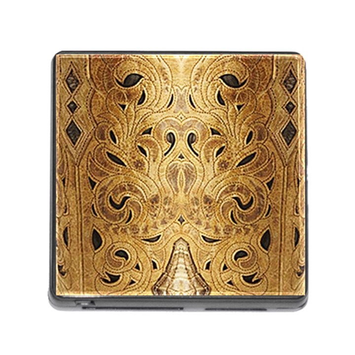 Golden Brown Tooled Faux Leather Look Memory Card Reader with Storage (Square)