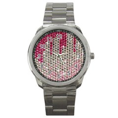 Mauve Gradient Rhinestones  Stainless Steel Sports Watch (round) by artattack4all