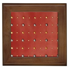 Studded Faux Leather Red Framed Ceramic Tile by artattack4all