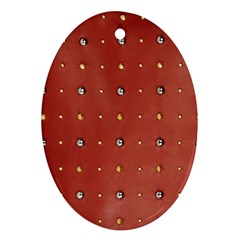 Studded Faux Leather Red Ceramic Ornament (oval) by artattack4all