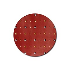 Studded Faux Leather Red 4 Pack Rubber Drinks Coaster (round)