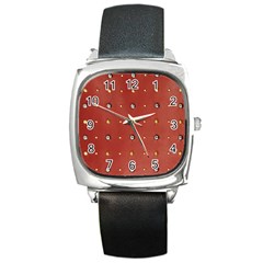 Studded Faux Leather Red Black Leather Watch (square)