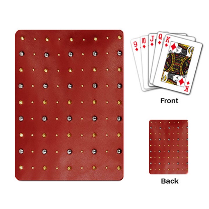 Studded Faux Leather Red Standard Playing Cards