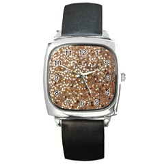 Light And Dark Sequin Design Black Leather Watch (square) by artattack4all
