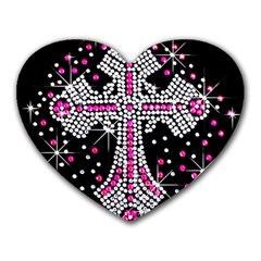 Hot Pink Rhinestone Cross Mouse Pad (heart) by artattack4all