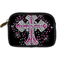 Hot Pink Rhinestone Cross Compact Camera Case by artattack4all