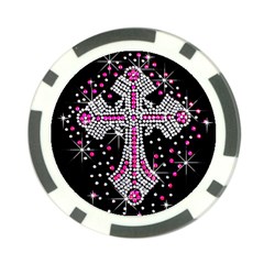 Hot Pink Rhinestone Cross 10 Pack Poker Chip by artattack4all