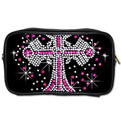 Hot Pink Rhinestone Cross Twin-sided Personal Care Bag by artattack4all