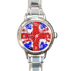 Distressed British Flag Bling Classic Elegant Ladies Watch (round) by artattack4all