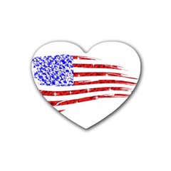 Sparkling American Flag 4 Pack Rubber Drinks Coaster (heart) by artattack4all