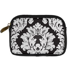 Diamond Bling Glitter On Damask Black Compact Camera Case by artattack4all