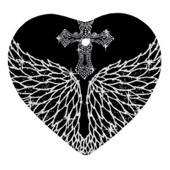 Bling Wings And Cross Ceramic Ornament (heart)