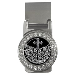 Bling Wings And Cross Money Clip With Gemstones (round) by artattack4all