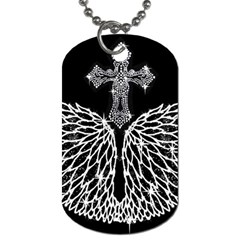 Bling Wings And Cross Twin-sided Dog Tag by artattack4all