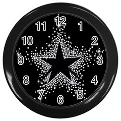 Sparkling Bling Star Cluster Black Wall Clock