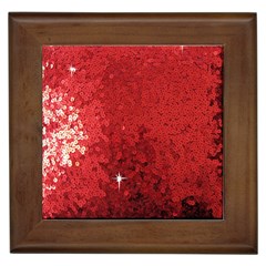 Sequin And Glitter Red Bling Framed Ceramic Tile