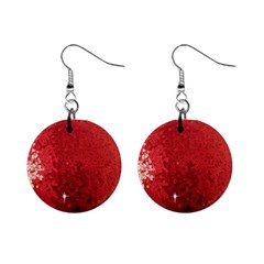 Sequin And Glitter Red Bling Mini Button Earrings