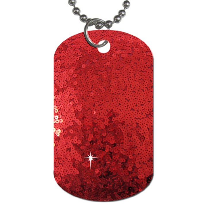 Sequin and Glitter Red Bling Single-sided Dog Tag