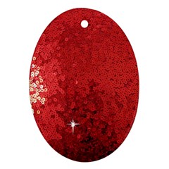 Sequin And Glitter Red Bling Oval Ornament (two Sides)