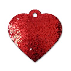 Sequin And Glitter Red Bling Single-sided Dog Tag (heart) by artattack4all