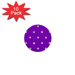 Royal Purple and Silver Bead Bling 10 Pack Mini Button (Round)