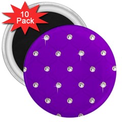 Royal Purple And Silver Bead Bling 10 Pack Large Magnet (round) by artattack4all