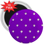 Royal Purple and Silver Bead Bling 10 Pack Large Magnet (Round)