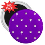 Royal Purple and Silver Bead Bling 100 Pack Large Magnet (Round)