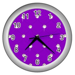 Royal Purple And Silver Bead Bling Silver Wall Clock by artattack4all