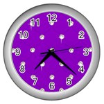 Royal Purple and Silver Bead Bling Silver Wall Clock