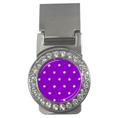 Royal Purple And Silver Bead Bling Money Clip With Gemstones (round) by artattack4all
