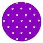 Royal Purple and Silver Bead Bling Extra Large Sticker Magnet (Round)