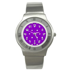 Royal Purple And Silver Bead Bling Stainless Steel Watch (round)