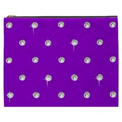 Royal Purple And Silver Bead Bling Cosmetic Bag (xxxl) by artattack4all