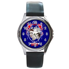 Queen Elizabeth 2012 Jubilee Year Black Leather Watch (round) by artattack4all