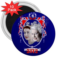 Queen Elizabeth 2012 Jubilee Year 10 Pack Large Magnet (round) by artattack4all